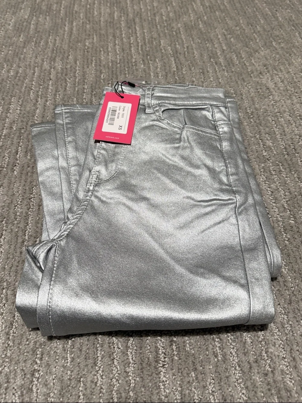 Edikted Luna Faux Leather Flare Jeans - Picture 5 of 5